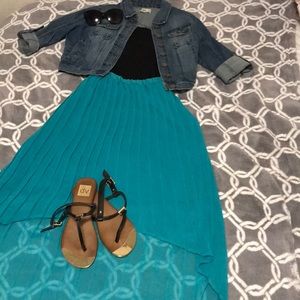 High low teal skirt
